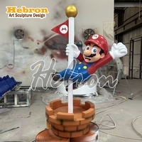Großhandel Outdoor Cartoon Arbeiter Charakter Lebensgroße Fiberglas Superheld Mario Statue Bunte Handgefertigte Weihnachts- und Halloween-Dekoration