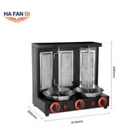 Machine à kebab à gaz en acier inoxydable à trois têtes de haute qualité 220V nouvelle condition Shawarma viande Doner pour les Restaurants