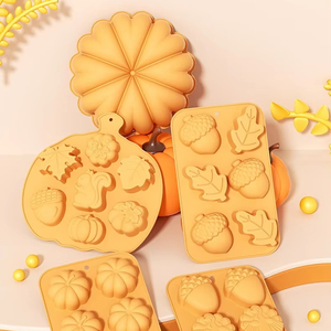 Moule en Silicone Citrouille <span class=keywords><strong>d</strong></span>'<span class=keywords><strong>Automne</strong></span> Halloween 3D Pomme de Pin <span class=keywords><strong>Feuille</strong></span> de Chêne Plateau de Cuisson pour Chocolat Bonbons Gâteaux Savon Gelée - Product Image 1