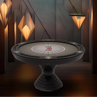 Table de poker Texas Hold'em ronde moderne de luxe avec pieds en bois massif, design durable pour usage domestique, casino et divertissement