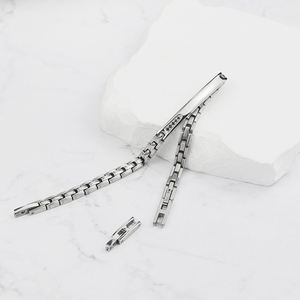 Nuovi Bracciali alla Moda con Logo Personalizzato, Bracciale in Acciaio Inossidabile 316 per Uomo con Incastonatura di Zirconia Cubica 5A - Product Image 4