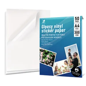 Custom Waterproof Wholesale Glossy White 8.5X11 A4 Size Transfer Film Printable Laser Vinyl Sticker Paper Gloss Thick