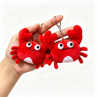 Mini Peluche Crabe Rouge Mignon Porte-clés Personnalisable Lavable Doux Jouet en Peluche Rembourré pour Souvenirs d'Aquarium Cadeaux et Faveurs
