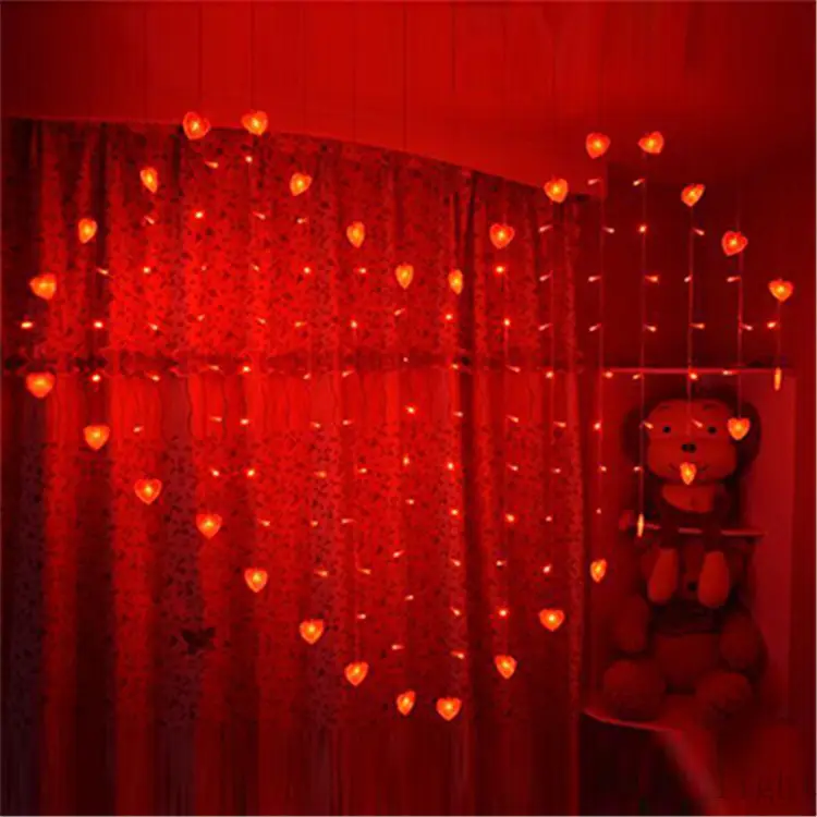 Multi-color fairy icicle Hearts Love Shape LED String Curtain Light For Christmas Wedding Party Decoration Chandelier