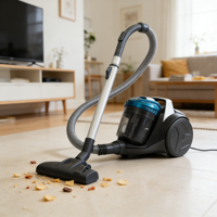 Aspirateur Cyclonique de Fabrication Premium avec Puissance d'Aspiration de 15Kpa, Capacité de 1,75L, Outil 2-en-1, Cordon d'Alimentation de 5m et Récipient à Poussière