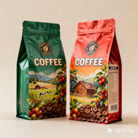 Sac à café écologique personnalisé, pochette à fond plat recyclable avec valve de dégazage unidirectionnelle et fermeture éclair, emballage de café durable