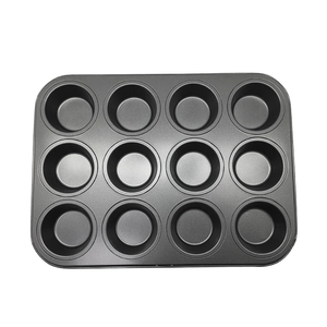 ถาดคัสตาร์ดเค้กมัฟฟินแบบธรรมดา12ถ้วยพร้อมเหล็กคาร์บอนเคลือบไม่ติดสำหรับใช้ในร้านอาหาร - Product Image 1