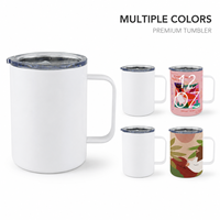 Mug de sublimation isotherme à double paroi en acier inoxydable blanc vierge de 12 oz avec couvercle coulissant pour café, eau et boissons, idéal pour les voyages - Vente en gros