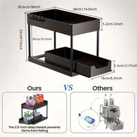 PP Plastic Dubbele Laag Onderkast Organizer BPA-Vrij Voedselveilig Multifunctionele Keuken Badkamer Spoelbak Houder Haakjes