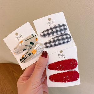 Nuevo diseño elegante hecho a mano Drop Clip Multy colores Baby <span class=keywords><strong>Hairclips</strong></span> 2Pics/Set algodón estampado Floral Hair Grips al por mayor - Product Image 3