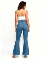 Jean évasé à lacets pour femme, taille haute, effet push-up, en denim, sexy, micro-évasé, coupe large, style streetwear