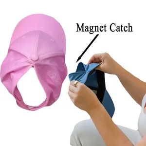 1 Pieza Gorra de Béisbol para Mujer con Coleta Magnética de Secado Rápido para Exteriores con Protección Solar de Color Sólido Gorra de Golf con Imán - Product Image 2
