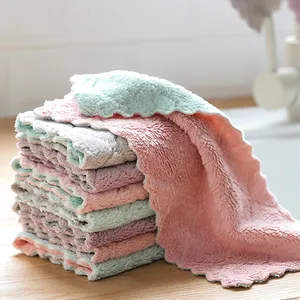 wholesale cheap 80% Polyester Multicolor dish cloth with serrated edge 27*16 cm Microfiber Cleaning Cloth Kitchen Towels