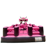 FUN BOUNCE Taureau mécanique gonflable rose en PVC écologique pour usage extérieur