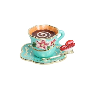 SHINNYGIFTS stile europeo bomboniera in stile matrimonio smalto tazza di caffè scatola decorazione farfalla ornamenti nuovo stile scatole di gioielli - Product Image 1