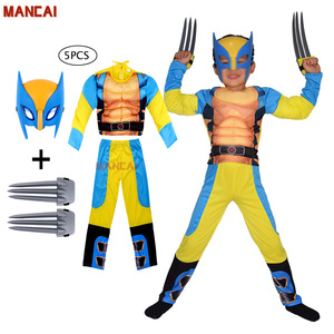 Costume 2024 di Halloween Wolverines per bambini tuta muscolare Super eroe ragno Party Costume con maschera e artigli Costume per i ragazzi - Product Image 1