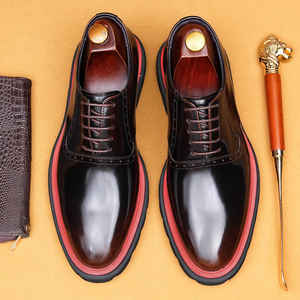 Chaussures pour hommes respirantes antidérapantes de haute qualité, chaussures en cuir décontractées, chaussures décontractées noires à semelle épaisse - Product Image 4