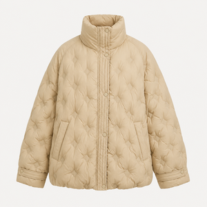 Women's Eco-Friendly Garment Dyed Designer Quilted Puffer <b>Jacket</b> <b>Waterproof</b> Windproof Breathable Lake Blue Polyester Down <b>Jacket</b> - Product Image 2
