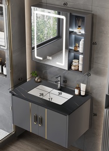 Modern Water Resistant Bathroom Cabinet Vanity Combo with Sintered Stone Hot Bending Wall-Mounted Integrated Ceramic Wash Basin - Product Image 6