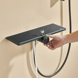 Système <span class=keywords><strong>de</strong></span> douche avec étagère <span class=keywords><strong>de</strong></span> rangement intégrée, noir mat, douchette à 2 fonctions, montage mural, kit <span class=keywords><strong>de</strong></span> douche pour <span class=keywords><strong>salle</strong></span> <span class=keywords><strong>de</strong></span> <span class=keywords><strong>bain</strong></span> - Product Image 4