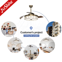 Ventilateur de plafond led 9 en 1, série Antique et pliable, pour salle dissimulée, avec éclairage LED et télécommande