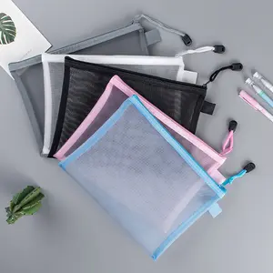 Mode Kantoorbenodigdheden Briefpapier Groothandel Bestand Zak Nylon Mesh Beauty Zipper Pouch Documenten Opbergzakken