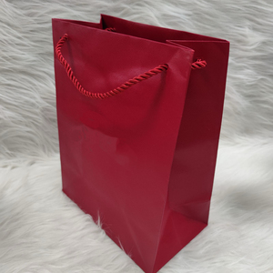 Bolsa de papel roja para regalo, bolsa de compras con asa de cuerda, bolsa para boutique de joyería, bolsa de compras roja, bolsa de regalo roja para boutique - Product Image 5