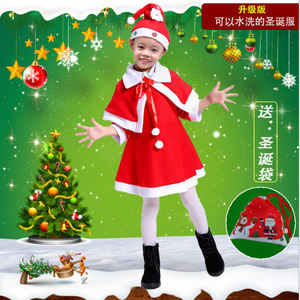 卸売 子供向け クリスマス衣装 赤ベルベットドレス サンタクロース コスプレ 仮装カーニバルスーツ 帽子付き - Product Image 3