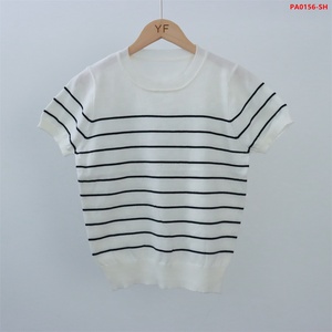 <span class=keywords><strong>Elegante</strong></span> Maglione Estivo Casual a Righe con Collo Tondo e Maniche Corte per <span class=keywords><strong>Donna</strong></span>, Produzione Personalizzata - Product Image 3