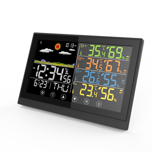 Jam Meja Digital ODM pasokan baru 3 saluran stasiun cuaca rumah ramalan Akurat bahan <span class=keywords><strong>ABS</strong></span> OEM mendukung tampilan LCD - Product Image 2