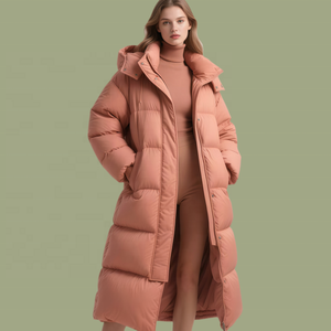 Piumino trapuntato con Zip di lusso stile invernale personalizzato da donna piumino da sci lungo lungo da donna cappotti d'oca bianchi - Product Image 1