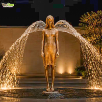 Statue de fontaine d'eau en bronze grandeur nature représentant une femme avec jets d'eau arrière, idéale pour cour, jardin, villa, complexe hôtelier
