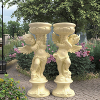 Taille réelle fait à la main en fibre de verre Art déco écologique élégant ange Statue pot de fleurs Sculpture intérieur extérieur décoration