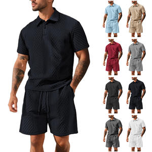 ชุดโปโลแจ็คการ์ดฤดูร้อนสำหรับผู้ชายแบบครอสบอร์เดอร์ แขนสั้นบางเบา สวมใส่สบายๆ สำหรับเล่นกีฬา สีฟ้าอ่อน ผ้าโพลีเอสเตอร์ - Product Image 4