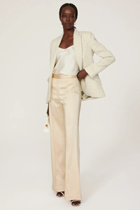 Oem Custom High-End Clothing Manufacture Notched Lapel Long Sleeves <strong>White</strong> <strong>Tweed</strong> Ladies Classic Tailored Blazer Women's <strong>Jacket</strong> - Product Image 2