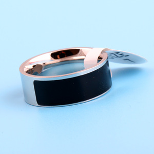 Stainless Steel 8Mm Black Inlay <b>Ring</b> Geometric Shape For Women Gift Jewelry - Product Image 2