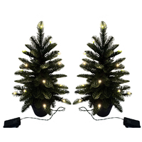 Mini arbre de Noël avec lumières à piles Matériau PE en pot noir Décoration festive