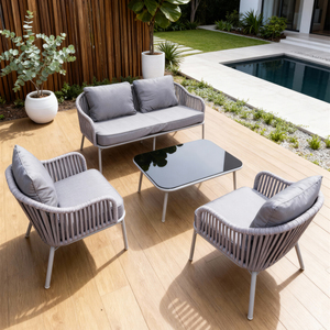 Ensemble de canapé d'extérieur en rotin avec coussins résistants aux intempéries pour le <span class=keywords><strong>jardin</strong></span>, le patio et la piscine. - Product Image 2