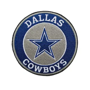 Custom Sport Geborduurd Team Logo Dallas Cowboys Ronde Iron-On Nfl Football Jersey Patch