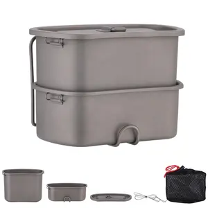 Pot Portable en titane, tasse de cantine Camping randonnée Camping pique-nique vaisselle de table accessoires de voyage ensemble d'ustensiles de cuisine en plein air