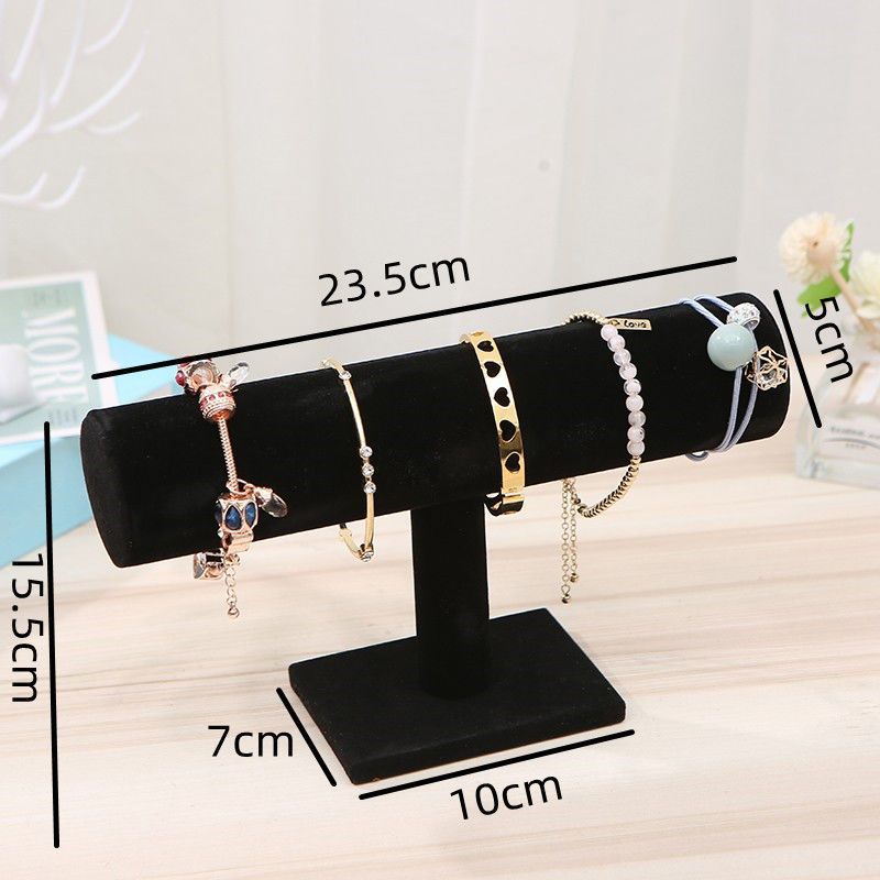 Black velvet single-row bracelet display stand