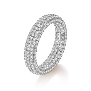 Gold Plated 925 Silver Moissanite Eternity Band <b>Ring</b> Round Brilliant Cut Pave Setting Luxury Unisex Wedding Jewelry - Product Image 2