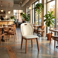 Chaises de salle à manger modernes de luxe nordique pour restaurants, ensemble de chaises en bois massif avec coussin, idéal pour café et chambre d'hôtel