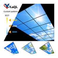 Panneau LED 600*600MM de l'usine de Jiaxing, éclairage de plafond ciel bleu 3 tons, panneau LED ciel éclairé 2x2FT, panneau de plafond 595x595MM