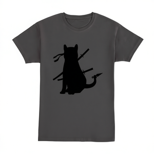 T-shirt Ninja Cat grigio scuro, maglietta grafica unisex a maniche corte - Product Image 2