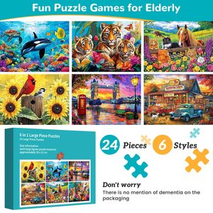 6 paquets de casse-tête <span class=keywords><strong>pour</strong></span> <span class=keywords><strong>personnes</strong></span> <span class=keywords><strong>âgées</strong></span> Puzzle facile Alzheimer Mémoire Jeu cognitif Cadeau <span class=keywords><strong>pour</strong></span> patient en maison de retraite avec 6 sacs de rangement - Product Image 2