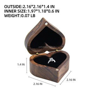 A forma di <span class=keywords><strong>cuore</strong></span> antico anello di diamante scatola di stoccaggio Set anello di fidanzamento supporto con singolo Slot scatola di legno anello - Product Image 4