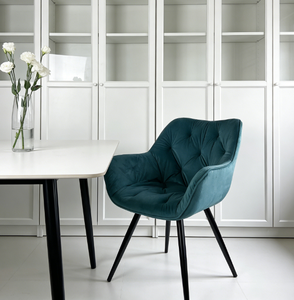 Elegante Silla de Comedor de Terciopelo con Estructura Metálica, Silla Contemporánea de Tela Bouclé para Salón de Hotel, Hogar y <span class=keywords><strong>Restaurante</strong></span> - Product Image 3