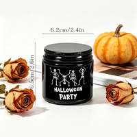 Bougies parfumées en cire de soja foncée C24P Halloween 2026, en boîtes noires élégantes, avec motifs amusants pour Halloween, idéales pour les cadeaux et la décoration intérieure