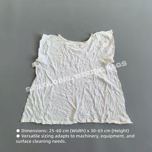 Trapos de tela industrial de algodón 100%, trapos de camiseta blancos recuperados de 40-60 cm, trapos de limpieza de grado A para limpieza. - Product Image 3